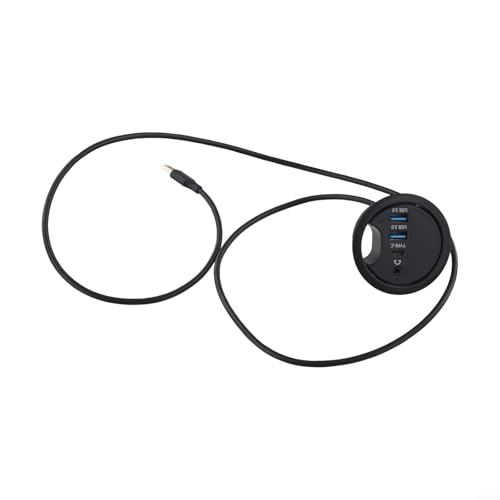 USB 3.0 Desk Grommet Hub with Dual Port Audio Interface for Headphones and Microphones, Compact Cable Organizer and Plug-and-Play Connectivity for Desktop PC and Laptop Workstations