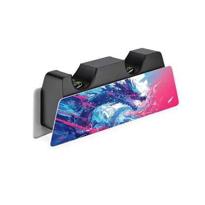PlayVital Full Set Skin Decal for ps5 Console Digital Edition, Sticker Vinyl Decal Cover for ps5 Controller & Charging Station & Headset & Media Remote - Neon Dragoon - color: Neon Dragoon