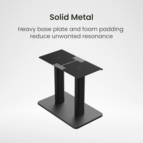 Kanto SCH Universal Height Adjustable Center Channel Stand for Speakers up to Fifty lb - 15” to 24” Vertical Adjustment, Resonance Damping Design, Internal Cable Management - Black
