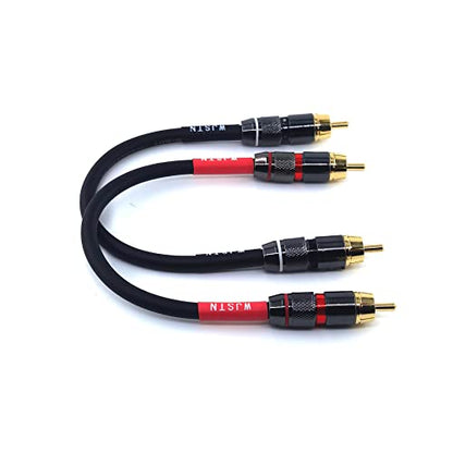 WJSTN-020 RCA to RCA Audio Cable, 1RCA Male to 1RCA Male Stereo Audio Cable Converter, Digital Stereo Audio Cable for subwoofer, Home Theater, high-Fidelity Audio-Double Shielding-2 Pack (6IN) - size: 6IN