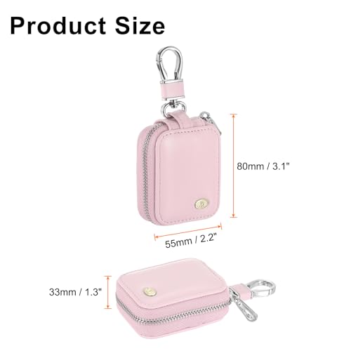 HARFINGTON Earbuds Cases, Earphone Case Holder, PU Leather Ear Buds Case Zipper Organizer Small with Mesh Pocket for USB Cable, Wireless Wired Earphones, Pink - color: Pink