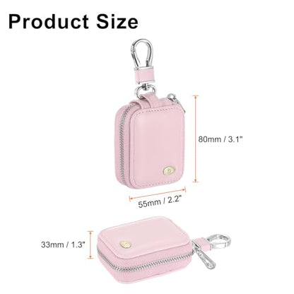 HARFINGTON Earbuds Cases, Earphone Case Holder, PU Leather Ear Buds Case Zipper Organizer Small with Mesh Pocket for USB Cable, Wireless Wired Earphones, Pink - color: Pink
