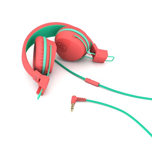 JLab, JBuddies Studio, Kids Wired on-Ear Headphones, Bundle with USB-C Adapter, Volume limiting, Foldable, Peach - color: Peach, size: Bundles