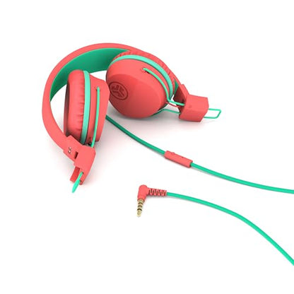 JLab, JBuddies Studio, Kids Wired on-Ear Headphones, Bundle with USB-C Adapter, Volume limiting, Foldable, Peach - color: Peach, size: Bundles