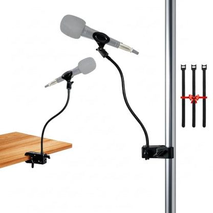 2 in 1 Quick-Release Microphone Holder, Gooseneck Microphone Stand Holder Compatible with Shure/Fifine / AT2020 / Pyle/Blue Snowball/Razer for Lectern Meetings Lectures Pulpit Streaming Gaming Studio - style: Clamp Desk&Mic Stand Holder
