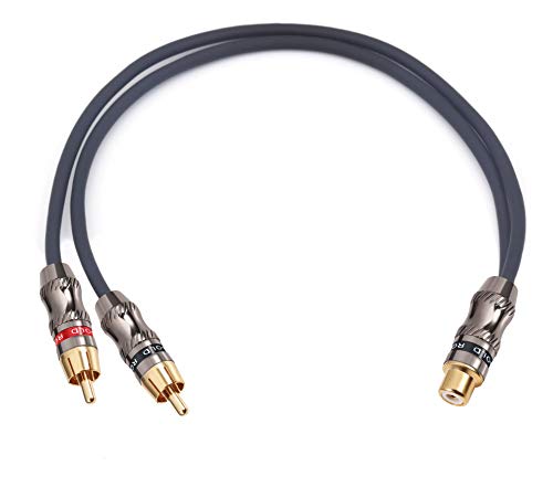 RCA/Phono Splitter Cable RCA Female to Dual Male Gold Plated Adapter, Stereo Audio Y-Cable Heavy Duty (1 Female to 2 Male) 10" (25 cm) - color: F-2M_