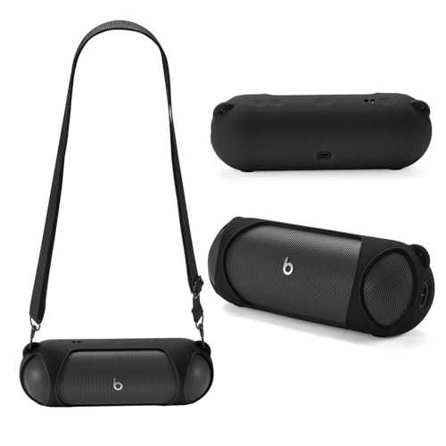 Silicone Case Compatible with Beats Pill Wireless Bluetooth Speaker,Travel Silicone Protective Cover with Shoulder Strap for Beats Pill Bluetooth Speaker (Black) - color: Black