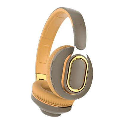 H7 Foldable Bluetooth Wireless Over Ear Headphones, Brown-Green | With1.5m Audio Cable, HiFi Stereo Lightweight Headset,With Mic,30H Playtime,For Travel/Gift/PC/Office/Cellphone - color: Brown-Green
