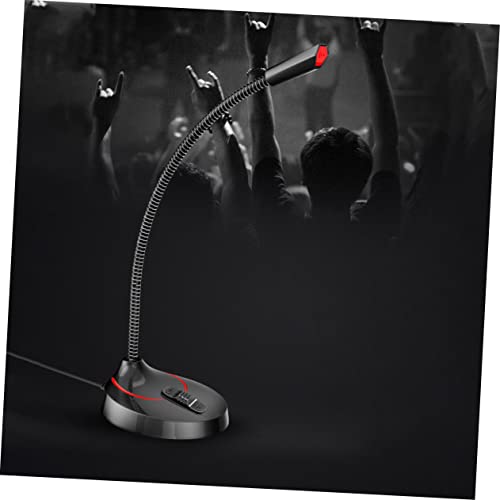 Hemoton Portable Microphone Stand Gooseneck Round Base Desktop Bracket for Online Meetings and Broadcasts Black Version