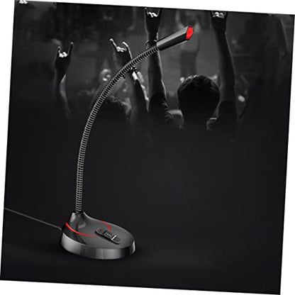 Hemoton Portable Microphone Stand Gooseneck Round Base Desktop Bracket for Online Meetings and Broadcasts Black Version