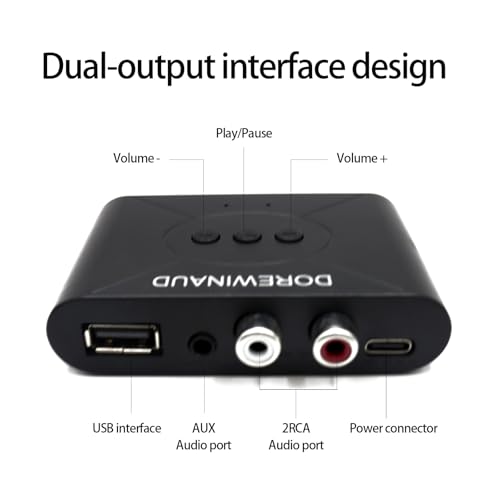 Bluetooth 5.3 Audio Receiver Wireless Audio Receiver RCA Adapter for Stereo | Supports USB Flash Drive/ NFC One Key Connect/ Car Speakers/Wireless Headphones Receiving Mode for Bluetooth Devices