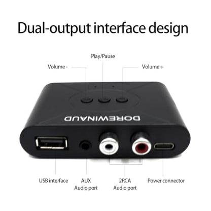 Bluetooth 5.3 Audio Receiver Wireless Audio Receiver RCA Adapter for Stereo | Supports USB Flash Drive/ NFC One Key Connect/ Car Speakers/Wireless Headphones Receiving Mode for Bluetooth Devices
