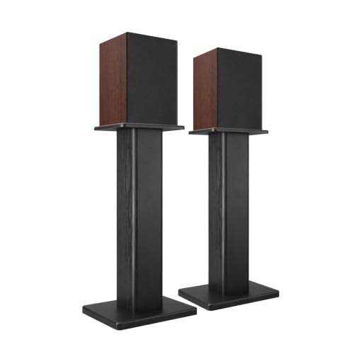 Universal Floor Black Speaker Stands, 22.64 Inch Surround Sound Stands Supports 150LB, Non-Slip Pads & Cable Ties, for Bookshelf Speaker,Satellite Speakers,Studio Monitors, Easy Installation