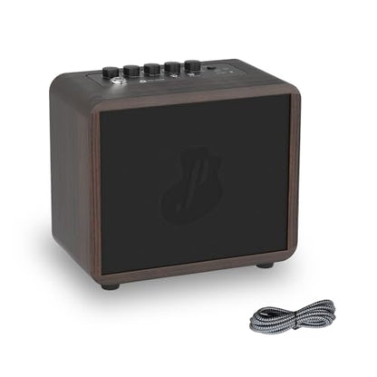 15W Mini Guitar Amp, Portable Acoustic/Electric Guitar Amplifier Rechargeable, Wireless Guitar Practice Amp with Reverb, Chorus & Delay, Supports OTG, AUX, REC, Bass and Treble Control