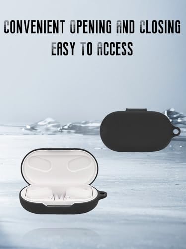 Case for JBL SoundGear Sense Open-Ear Headphones (Black) | Soft Silicone Protective Cover with Carabiner and Lanyard, Shockproof - color: Black