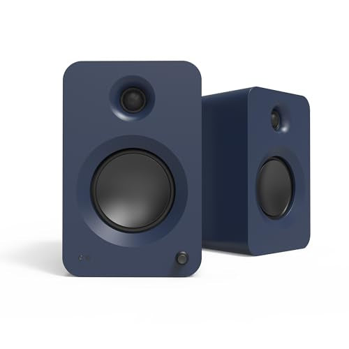 Kanto REN Blue Bluetooth Powered Bookshelf Speakers - Matte Blue Pair S6W Angled Desktop Speaker Stands for Large Speakers - White Pair (2024) - size: RENBLUE, style: S6W