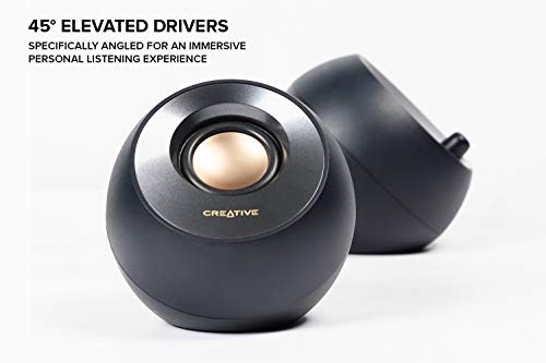 Creative Pebble V2, 2.0 USB Desktop Stereo Speakers for PC/Laptop, Black | 2.0 desktop speakers, USB-Powered, Compact, Stereo, Desktop Speakers, PC Audio, Minimal Design, Laptop Speakers, Black