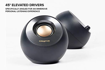 Creative Pebble V2, 2.0 USB Desktop Stereo Speakers for PC/Laptop, Black | 2.0 desktop speakers, USB-Powered, Compact, Stereo, Desktop Speakers, PC Audio, Minimal Design, Laptop Speakers, Black