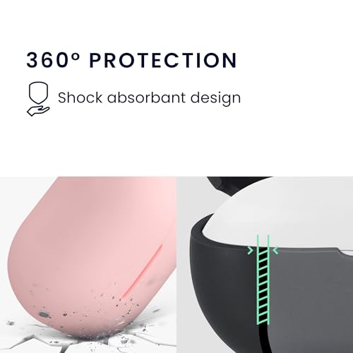 kwmobile Cover for Bose QuietComfort Earbuds Case - Silicone Cover for Earbuds Charging Case - Protective Headphone Holder with Carabiner Clip - Dusty Pink - color: dusty pink