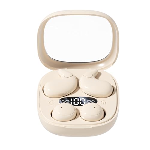 2-Pack Sleep Earbuds for Sleeping, Noise Cancelling Bluetooth Headphones for Side Sleepers with Charging Case, Small Mini Invisible Wireless Ear Buds for Small Ear Canals - color: Beige