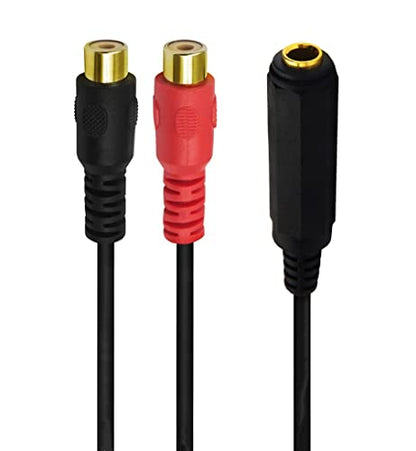 6.35mm to 2RCA Cable, Gold Plated 6.35mm 1/4 inch Mono TS Female to 2 Dual RCA Female Plug Y Splitter Adapter Cable - 8 Inch (6.35 FM/2RCA FM) - color: 6.35 FM/2RCA FM