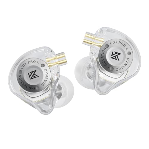 KZ EDX Pro X in Ear Monitor Headphones, HiFi Stereo IEM Dynamic Driver Wired Earphones with Detachable Cable, Deep Bass Noise Isolating Earbuds for Singers Musicians Audiophile (Classic, White) - color: White, style: Classic