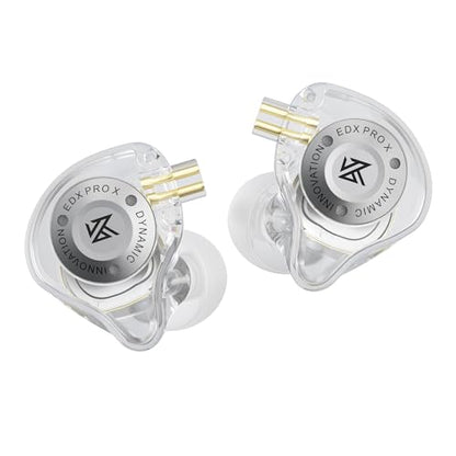 KZ EDX Pro X in Ear Monitor Headphones, HiFi Stereo IEM Dynamic Driver Wired Earphones with Detachable Cable, Deep Bass Noise Isolating Earbuds for Singers Musicians Audiophile (Classic, White) - color: White, style: Classic