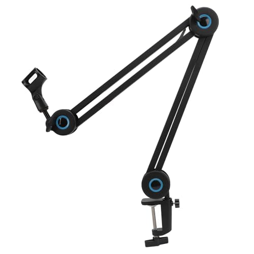 Microphone Arm Stand, Aluminum Alloy Desktop Mic Boom Stand with Cable Management, 3/8 to 5/8 Inch Adapter, Adjustable Clamp Mount for Studio Recording Podcasting