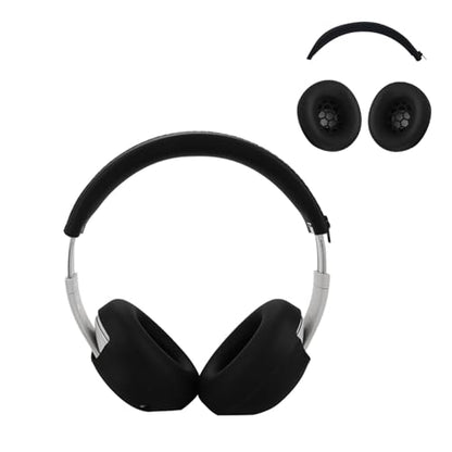 Aiivioll Studio Pro Silicone 2 in 1 Case Cover Set, Anti-Scratch Ear Pad Cover/Zipper Headband Cover for Beats Studio Pro Headphone, Studio Pro Soft Silicone Protector Accessories(Black) - color: Black