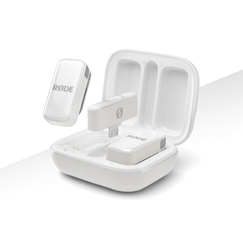 RØDE Wireless Micro - Compact Wireless Microphone, Two Mics with Charge Case for Smartphone Content Creation - USB-C, White | Two Mics with Charge Case for Smartphone Content Creation, USB-C, White - color: White