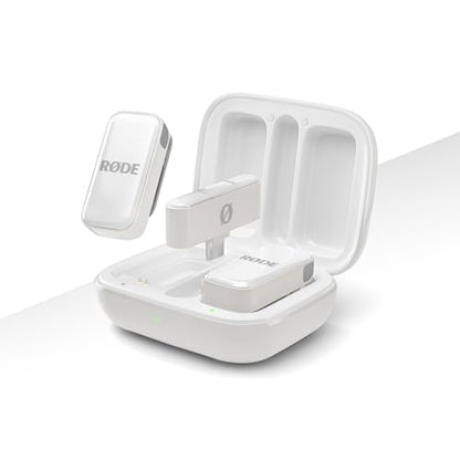 RØDE Wireless Micro - Compact Wireless Microphone, Two Mics with Charge Case for Smartphone Content Creation - USB-C, White | Two Mics with Charge Case for Smartphone Content Creation, USB-C, White - color: White
