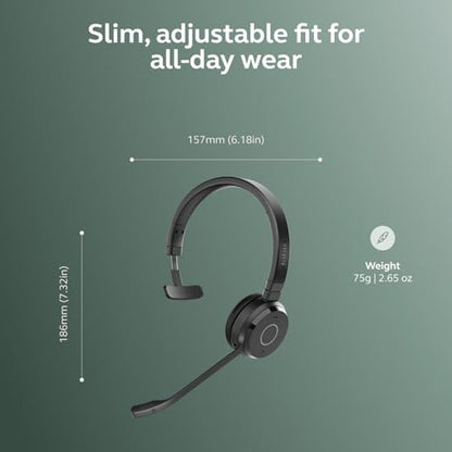 Jabra Evolve 65 TE (Third Edition) Wireless Single-Ear Headphones w/Charging Stand - Noise-Canceling Mic, 16 hrs Battery Life, Dual Connectivity, MS Teams Certified, Supports Other Platforms, Black