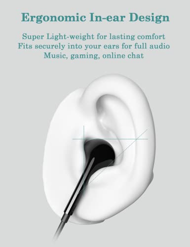DUKABEL USB Wired Earbuds, PC Headphone with Mic for PC/ PS4/ PS5-6Feet | Mic built-in, In-ear Earphone, Volume Control, Mute Function Supported, for Office Live Broadcast Gaming