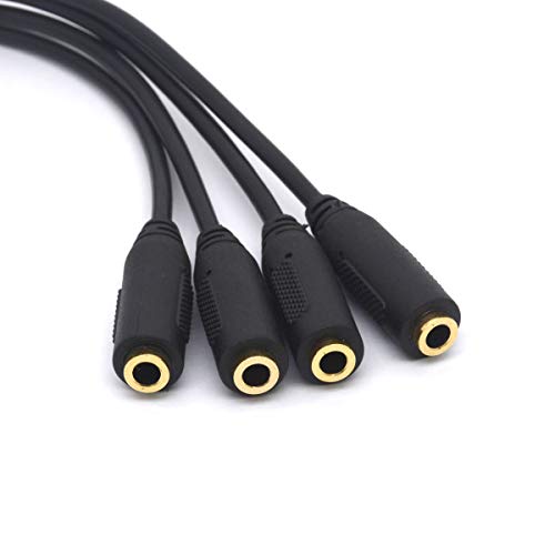 4 Way Port 3.5mm Headphone Splitter Cable (30cm) | 3.5 TRS Stereo Jack Earphone Audio Stereo Lead Cord for Mobile Phone Tablet Speaker Mic Headset Smartphone