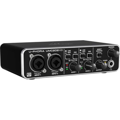 Behringer UMC202HD Audiophile 2x2, 24-Bit/192 kHz USB Audio Interface with Midas Mic Preamplifiers | For Recording Microphones and Instruments
