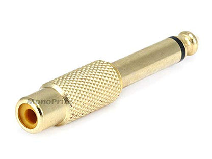 Monoprice Metal 1/4in (6.35mm) TS Mono Plug to RCA Jack Adapter - Gold Plated
