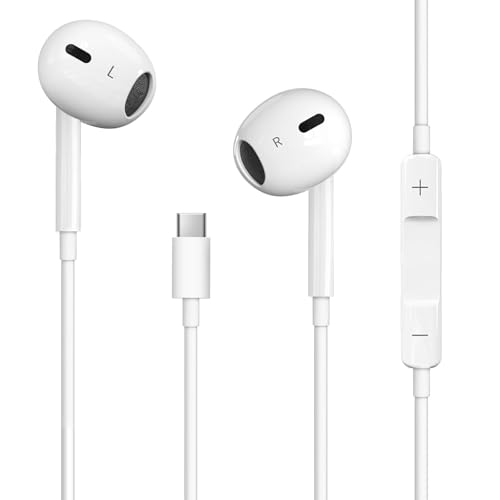USB C Headphones, Wired Earbuds with iPhone 15/16/17 Pro Max Plus iPad Pro GalaxyS25/S24/S23/S22/S21/A56 Pixel 9/8/7