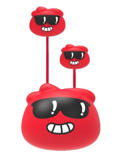 Jellie Drops Wired Earbuds for Kids, Featuring Colorful Characters. Silicone Storage case, 3.5mm aux, USB C Adapter, Volume Control, School Ready, Cute, Lightweight, and Compact. (Red) - color: Red