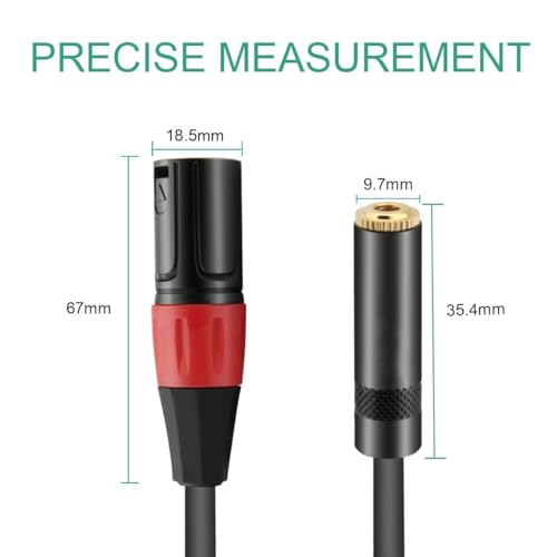XLR to 3.5mm Adapter, Balanced 3.5mm 1/8 inch Mini Jack Female to XLR Male Stereo Audio Adapter Cable - 1ft - style: 3.5mm Female to XLR Male