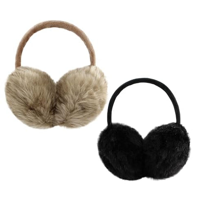 POXIMI Women Winter Earmuffs Girl Ski Adjustable Ear Covers for Kid Cute Bow Ear Warmer Outdoor Earmuff Fleece Lining - color: Z-black+khaki