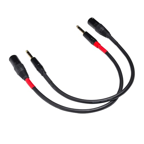 1/4 Inch to 3-pin XLR Cable, 6.35mm Quarter inch TRS Male to XLR Male Microphone Balanced Cable (1FT) - size: 1FT