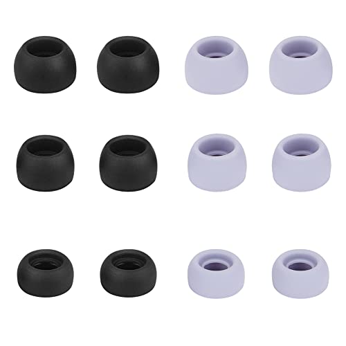 Earbud Cover Silicone Eartips for Galaxy Buds Pro Replacement Ear Tips Compatible with Samsung Galaxy Buds Pro Headphones Fit in Case Eartips Earbud Rubber Tips S M L 6 Pairs (Black+Purple) - color: Black+Purple