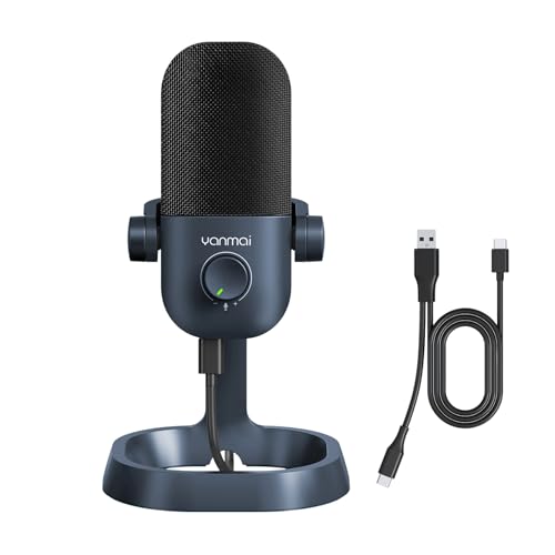 USB Microphone for PC, Plug & Play Cardioid Condenser Mic - color: DarkBlue