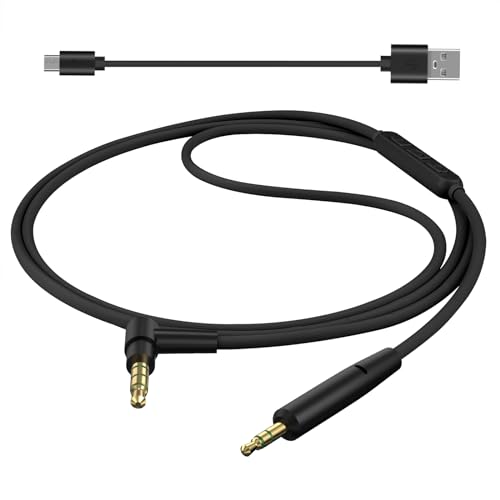 GEEKRIA Audio Cable with Mic Compatible with Bose QuietComfort Ultra II/SE/45/35 II, 700 Headphones, 3.5mm to 2.5mm Replacement Stereo Cord with Inline Microphone (4 ft/1.2 m)