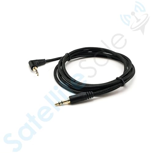 SatelliteSale Auxiliary 3.5mm Right Angle Audio Jack Male to Male Digital Stereo Aux Cable Universal Wire Black Nylon Cord 3 feet - size: 3 Feet