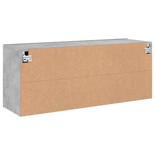 Wall-Mounted TV Cabinet, Modern Floating Media Console Shelf for Living Room, Concrete Grey Engineered Wood TV Stand Storage Unit 39.4x11.8x16.1