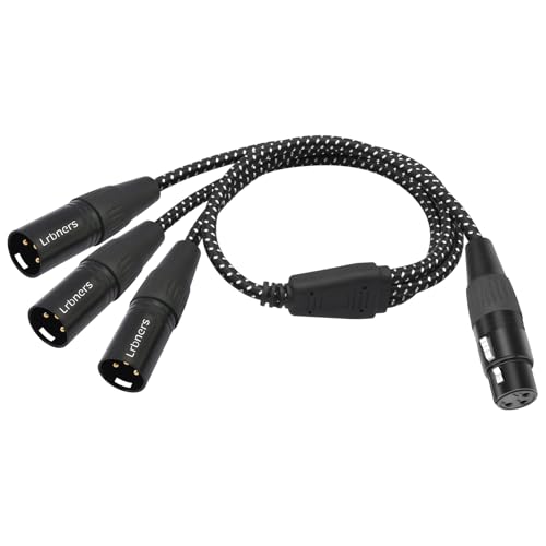 2FT XLR 1 Female to 3 Male Y Splitter Cable - Metal-Braided Y-Cable, Non-Slip Grips,3Pin XLR 3-Way Signal Duplication for Mixers/PA/Amps - color: 1 Female to 3 Male