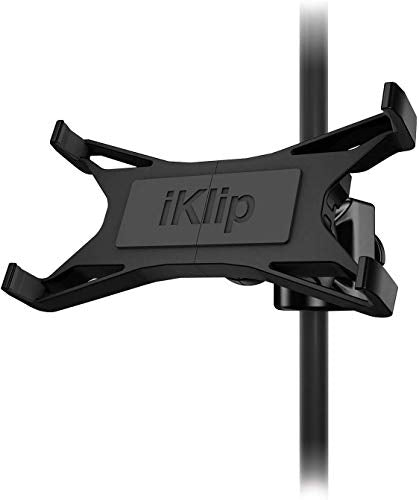 IK Multimedia iKlip Xpand Tablet Holder for mic Stands, fits iPad and Android Tablets Between 7" to 12.9" with an Adjustable 360° Swivel and Soft-Touch fit - size: Tablet