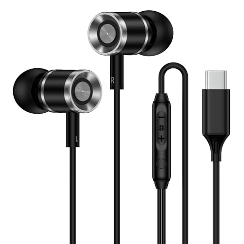 Samsung Earbuds Wired Headphones USB C for Samsung Galaxy S26 Ultra A37 A57 S25 Ultra S25FE A36 A17 A16 A56 S24 S23,Wired Earphones USBC Earbuds with Microphone for iPhone 17 Pro Max Air 16e 16Plus 15 - color: Black