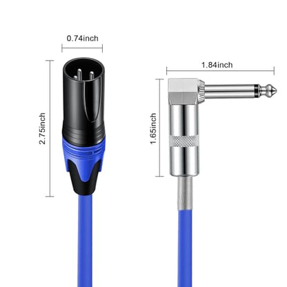(1.5 FT 2 Pack) Right Angle 1/4 TS to XLR 3Pin Male Microphone Audio Cable,6.35mm TS Mono Right Angle to XLR Male 3pin Cable for Micphone Mixer、 Instruments (1.5 FT 2 Pack) - size: 1.5 FT 2 PACK